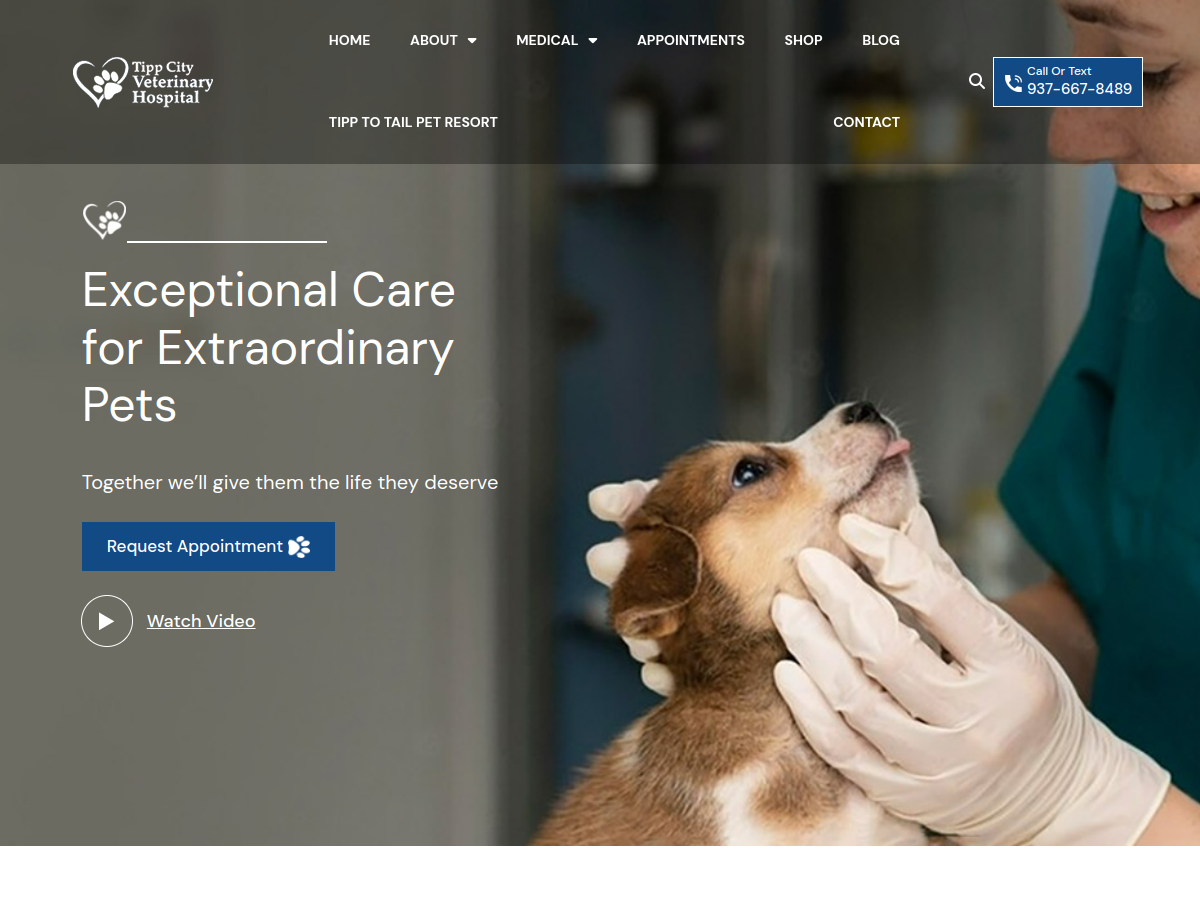 Tipp City Veterinary Hospital website screenshot