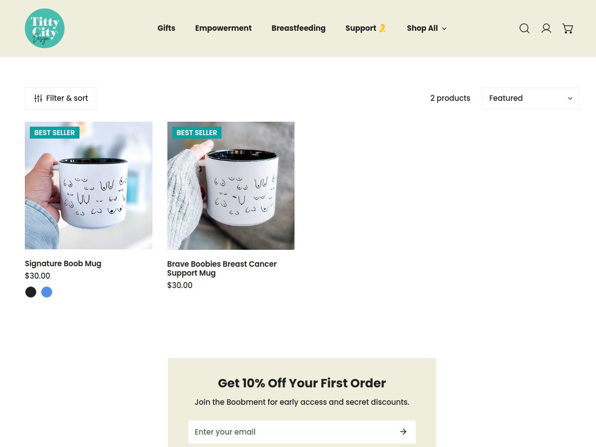 Unique & Fun Boob Mugs For A Great Gift Idea website screenshot
