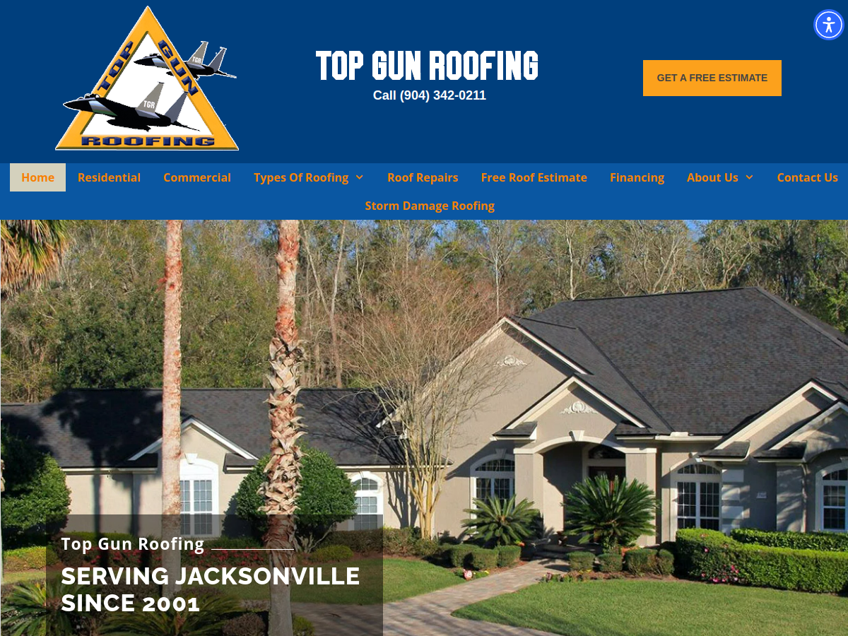 Top Gun Roofing, Inc website screenshot