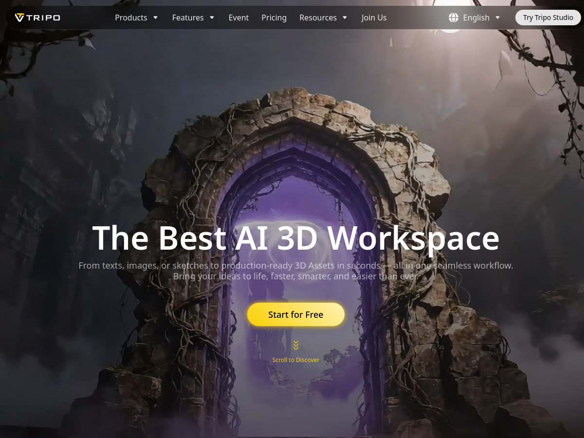 Tripo AI website screenshot