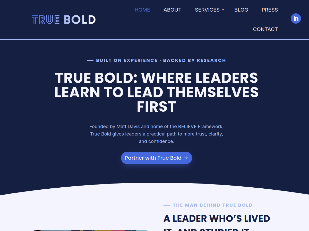 True Bold Leadership website screenshot