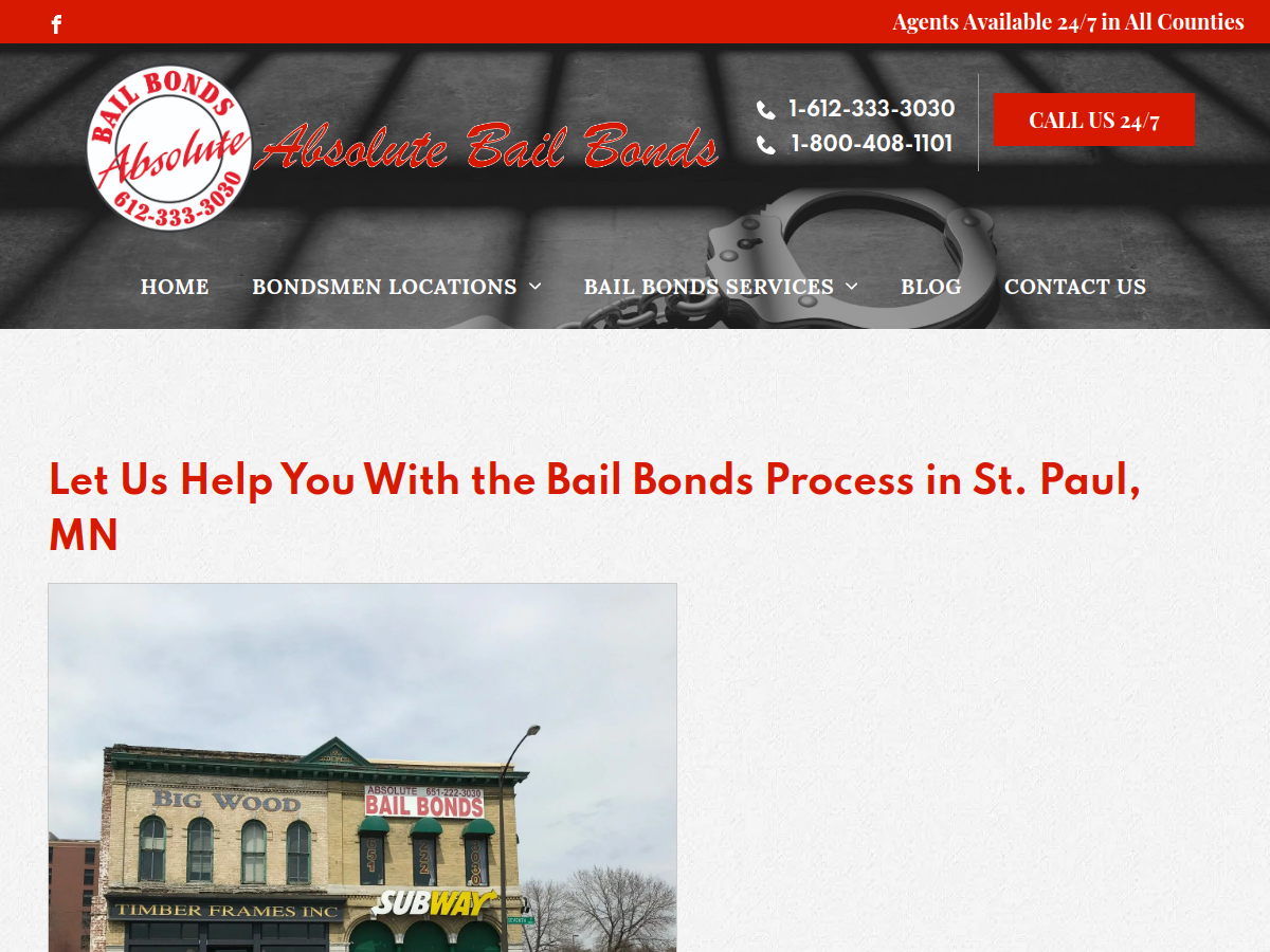 Absolute Bail Bonds website screenshot