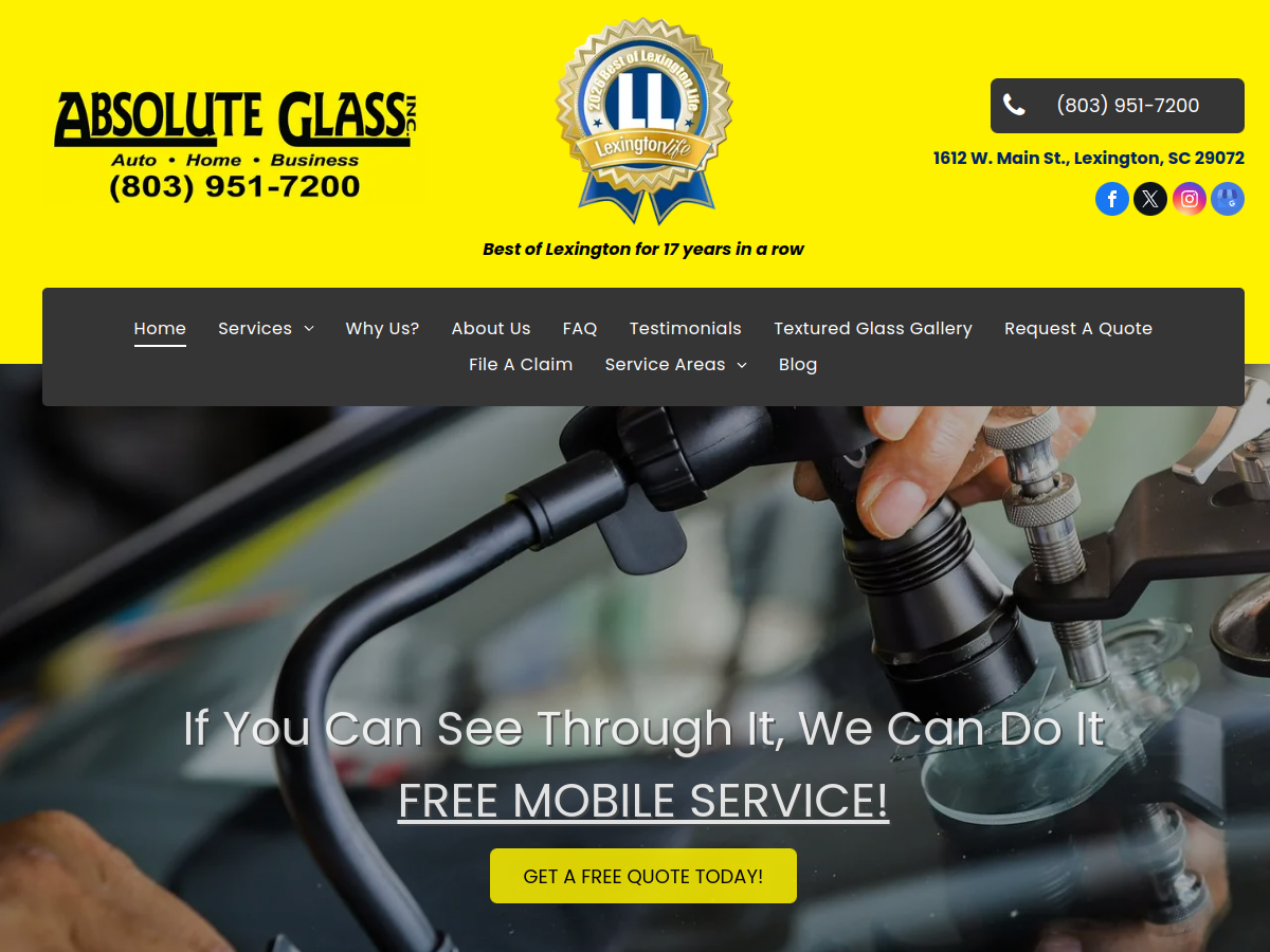 Absolute Glass, Inc. website screenshot