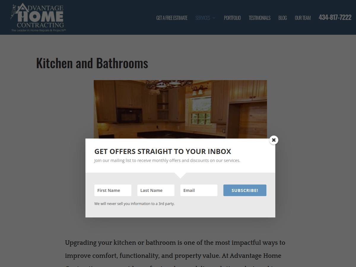 Advantage Home Contracting website screenshot
