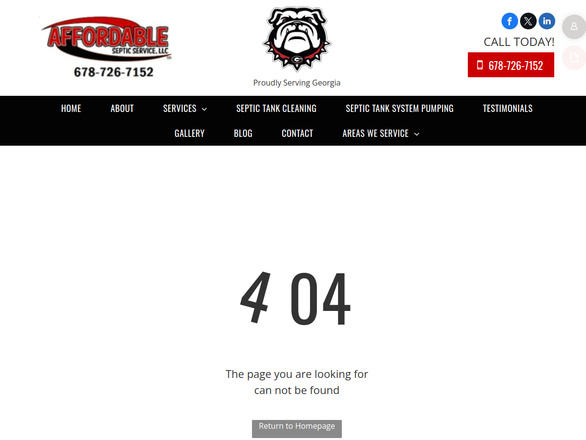 Affordable Septic Service LLC website screenshot