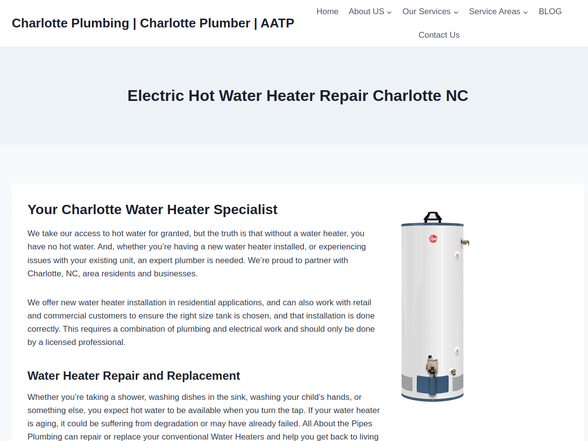 All About the Pipes Plumbing website screenshot