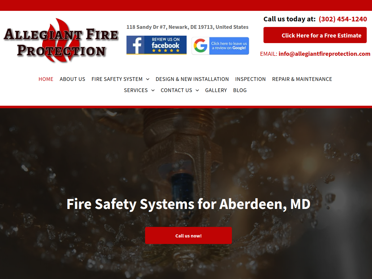 Allegiant Fire Protection LLC website screenshot