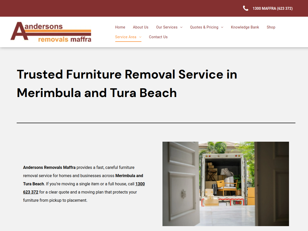 Andersons Removals Maffra website screenshot