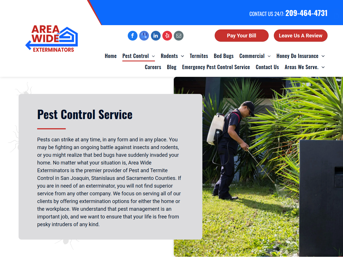 Area Wide Exterminators website screenshot