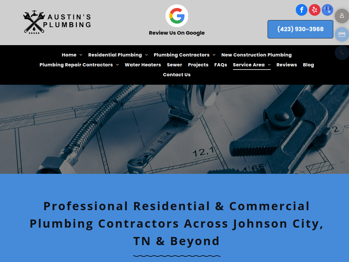 Austin's Plumbing LLC website screenshot