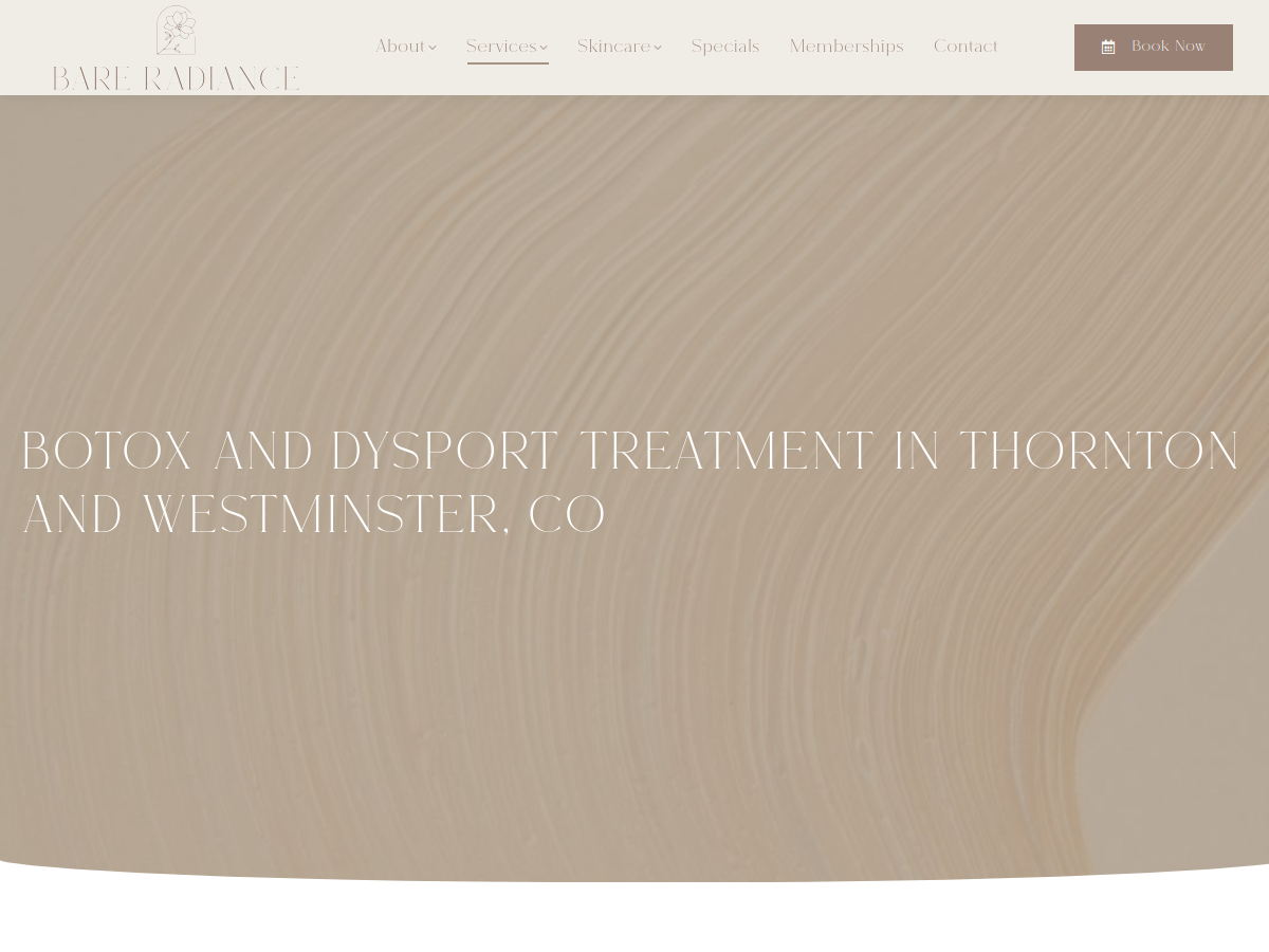 Bare Radiance Aesthetics website screenshot