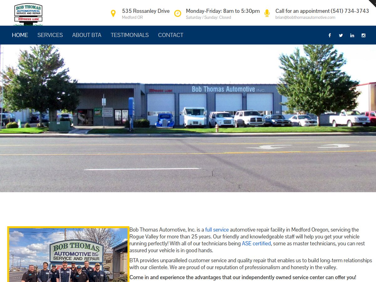 Bob Thomas Automotive Inc. website screenshot