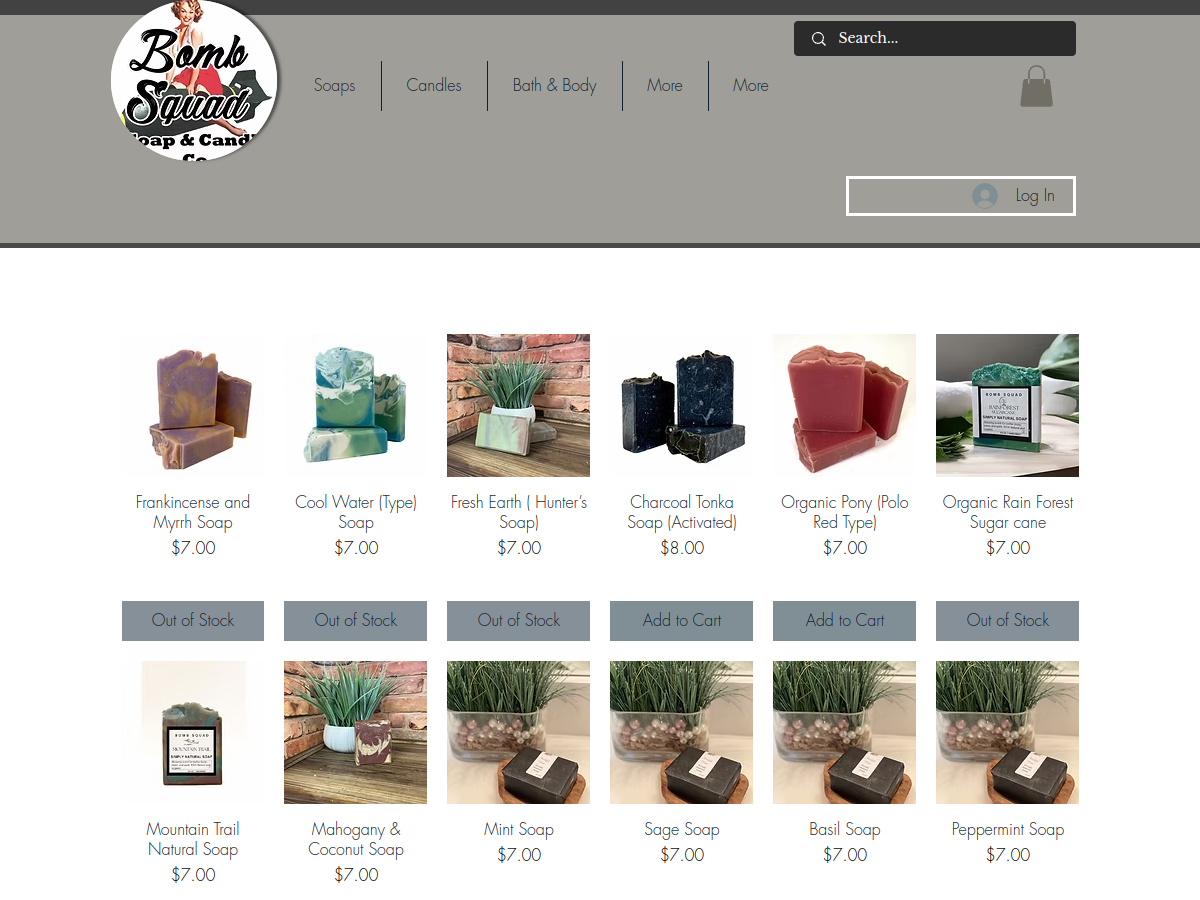 Bomb Squad Soap and Candle Co. website screenshot