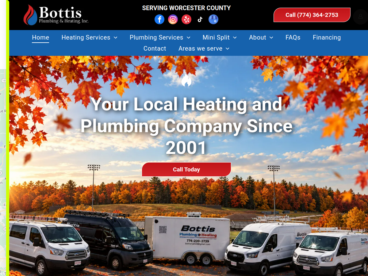 Bottis Plumbing & Heating website screenshot