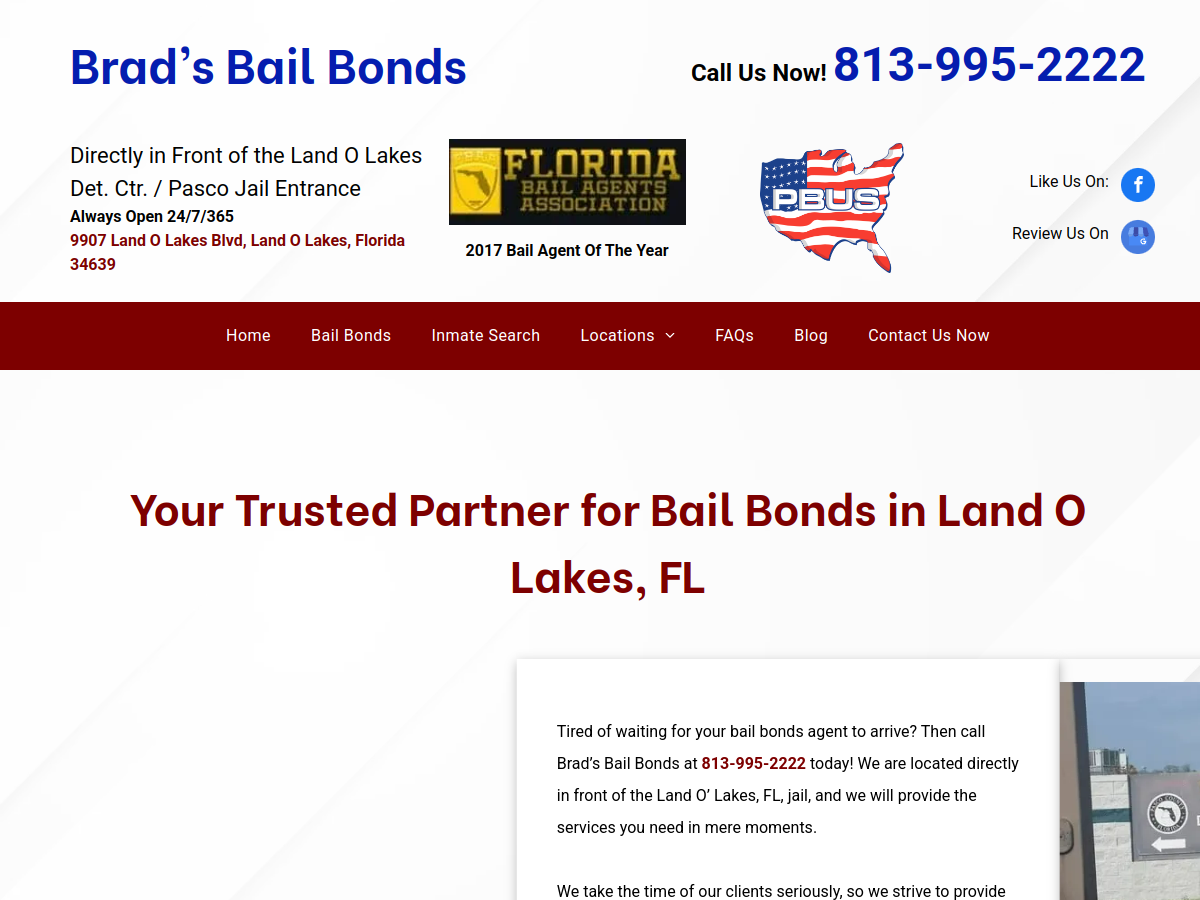 Brad's Bail Bonds website screenshot
