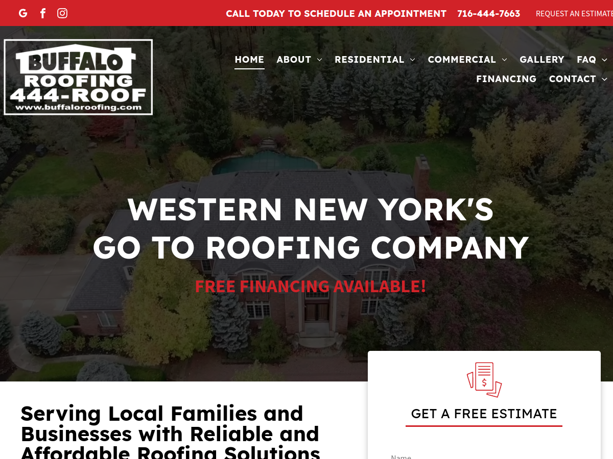 Buffalo Roofing website screenshot