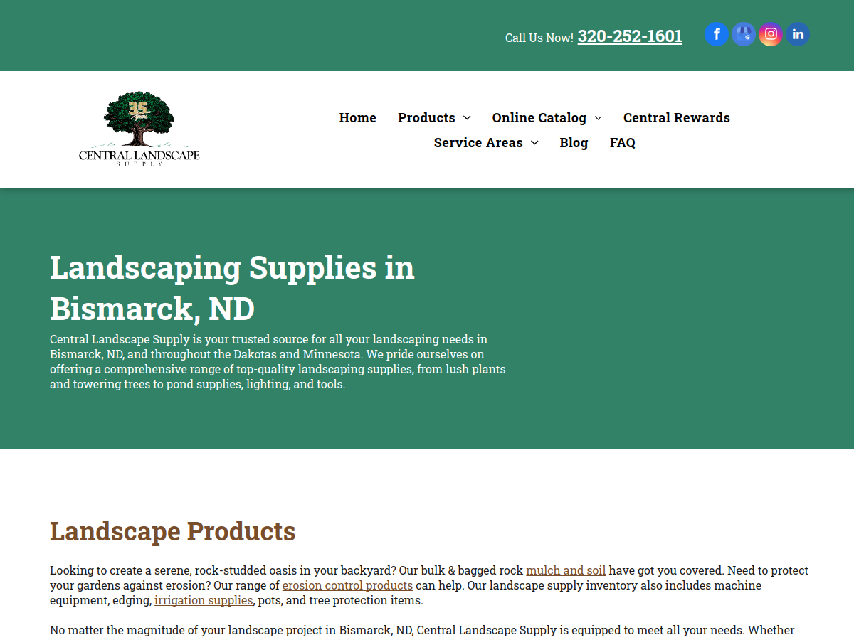 Central Landscape Supply Inc website screenshot
