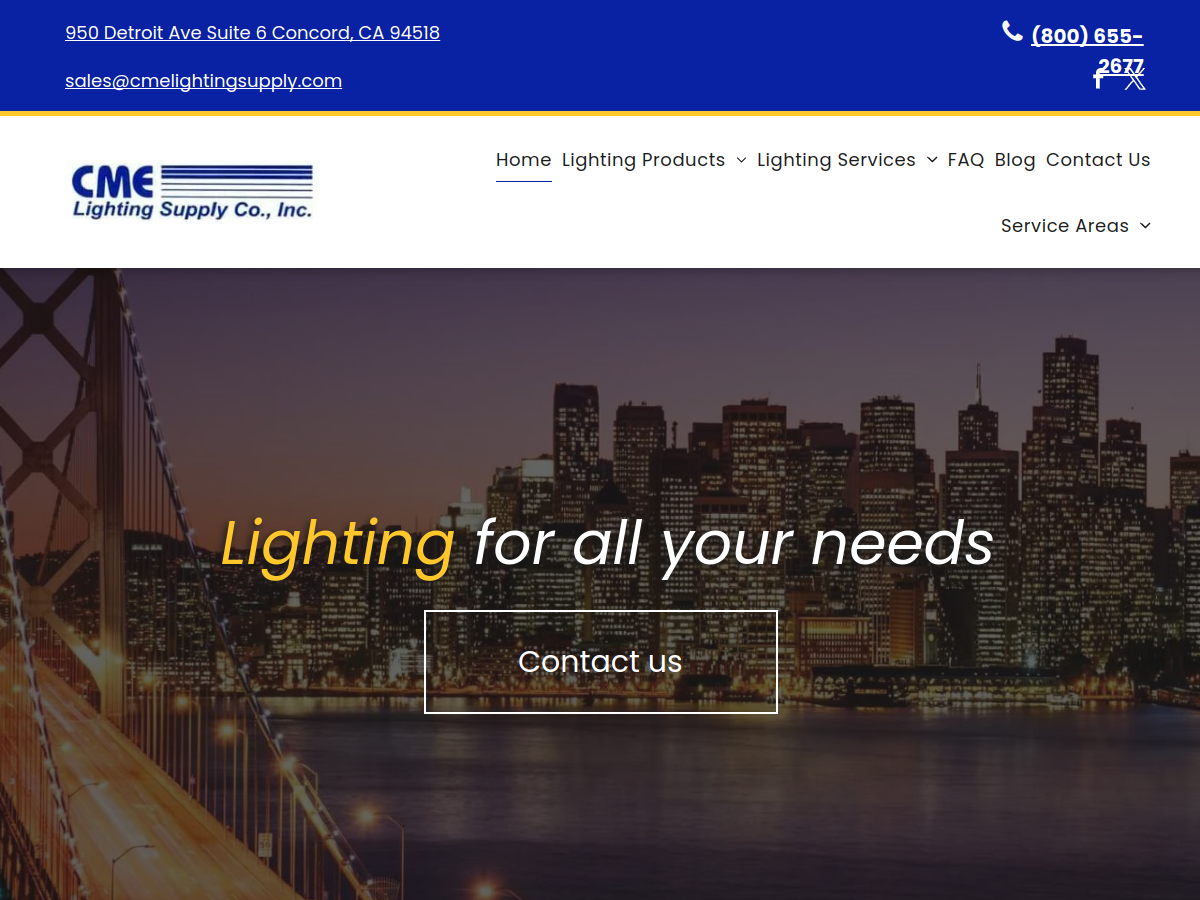 CME Lighting Supply website screenshot