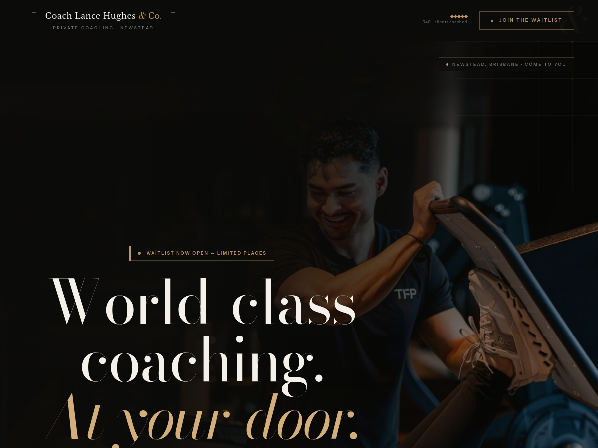 Coach Lance Hughes website — premium personal training Brisbane