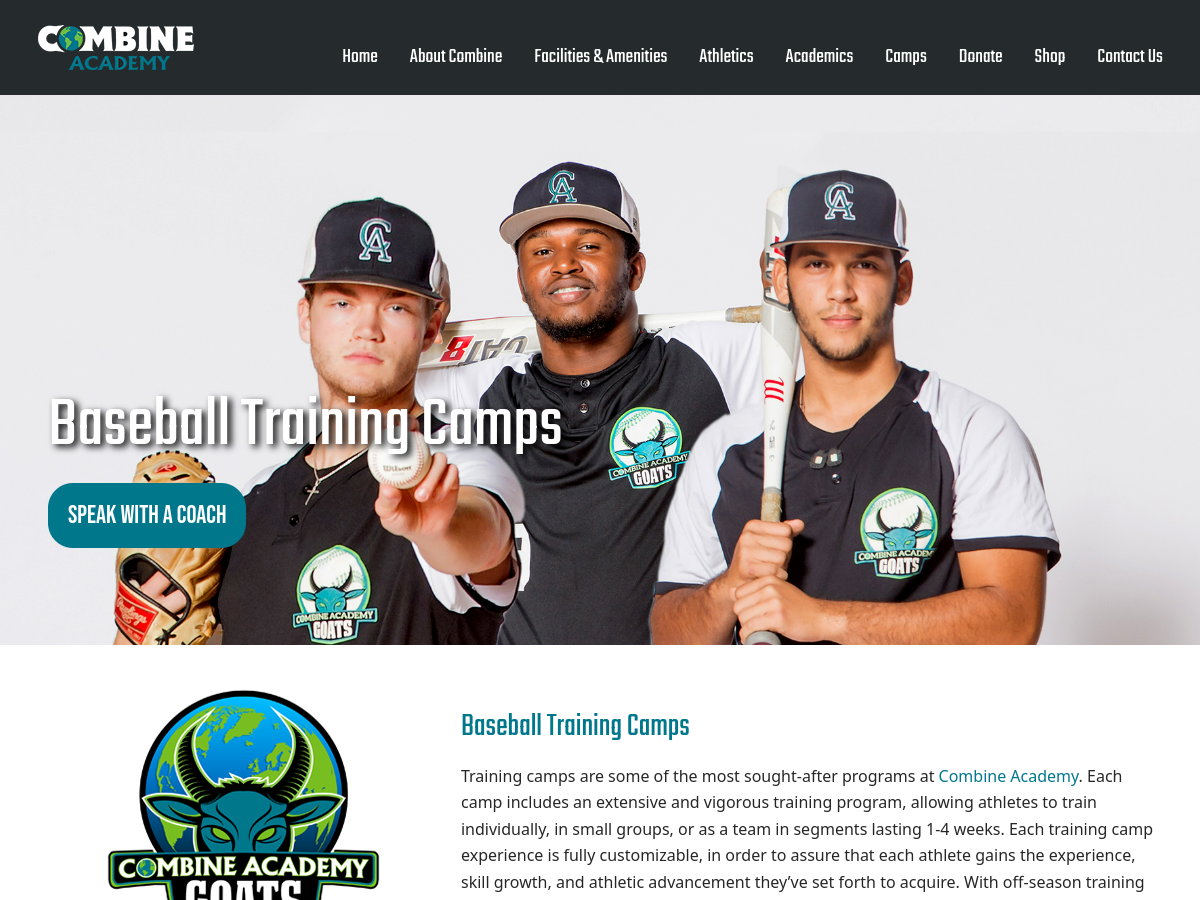 Combine Academy website screenshot