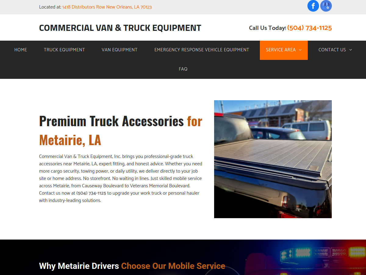 Commercial Van & Truck Equipment website screenshot