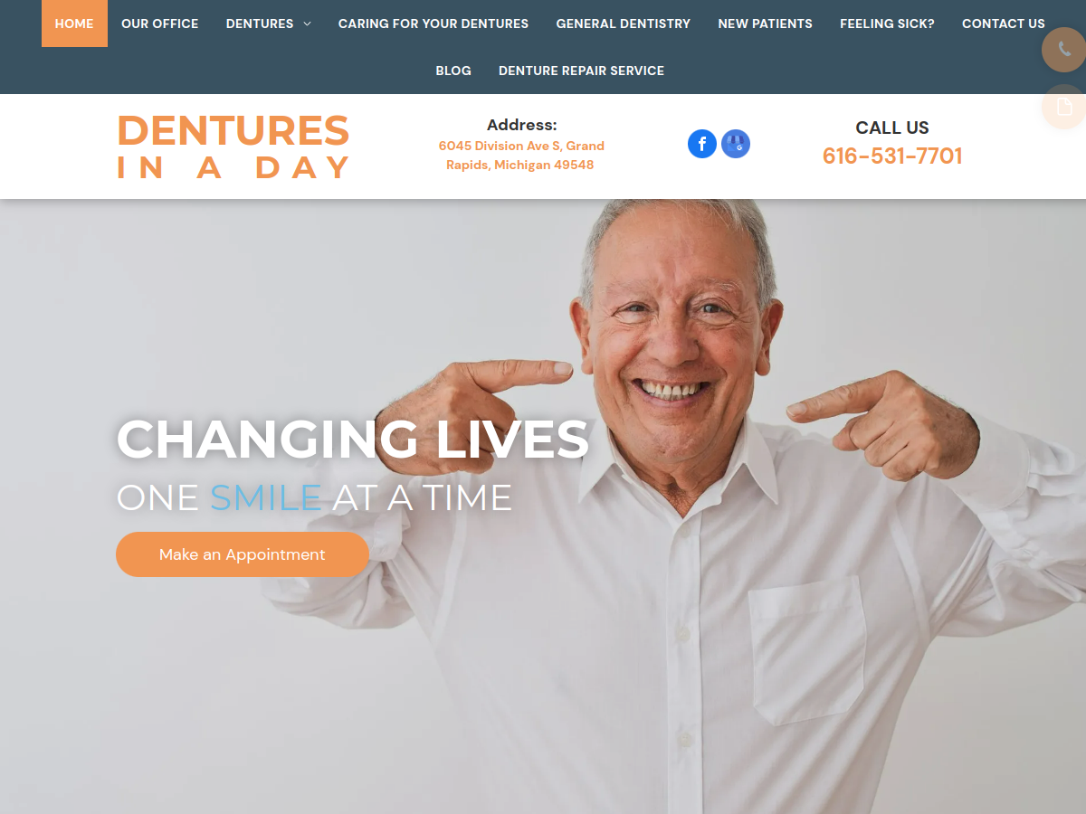 Dentures In A Day website screenshot