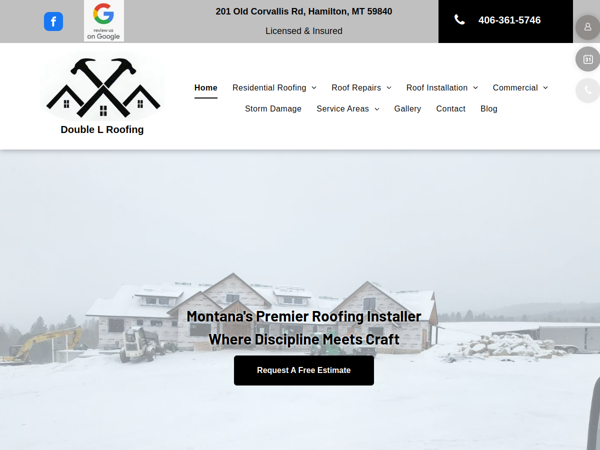 Double L Roofing website screenshot