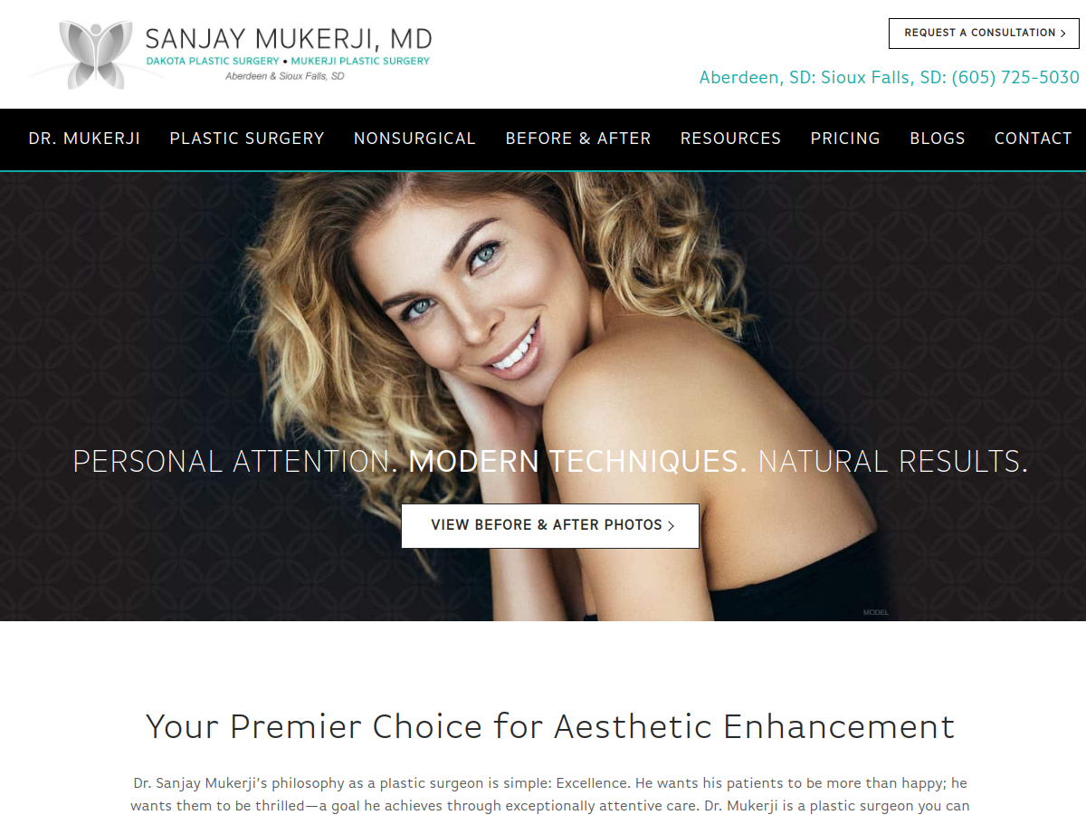 Dakota Plastic Surgery website screenshot