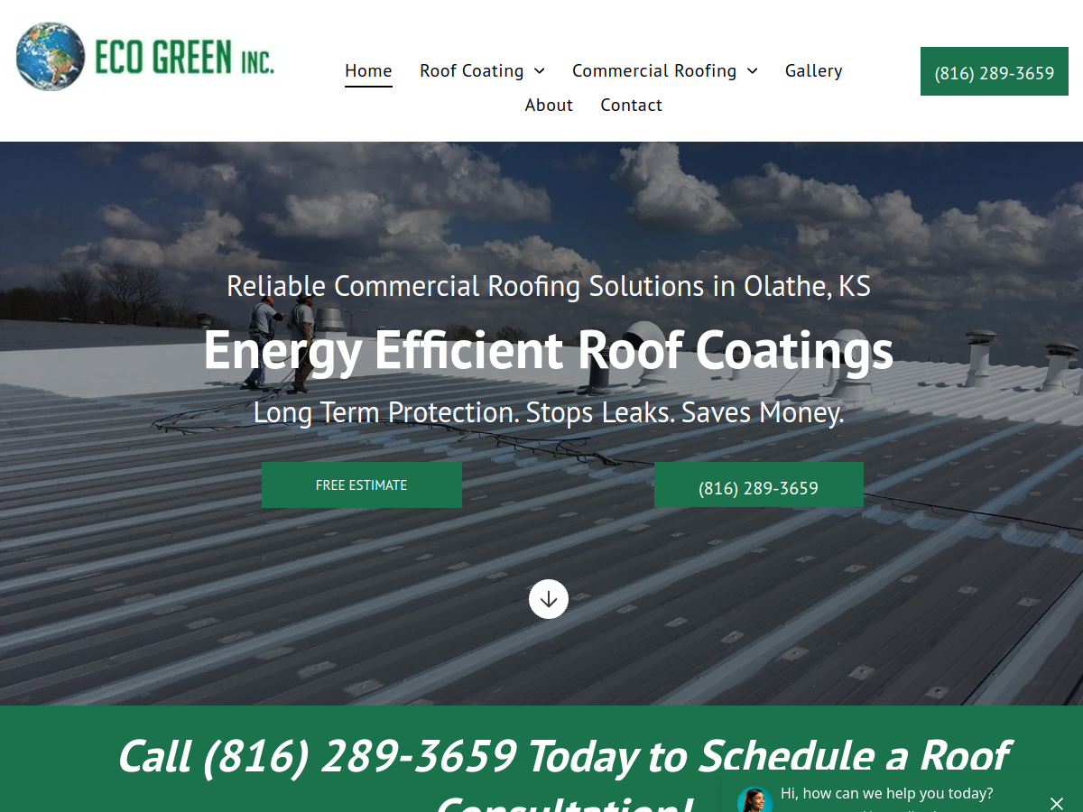 Eco Green Roof Coatings website screenshot