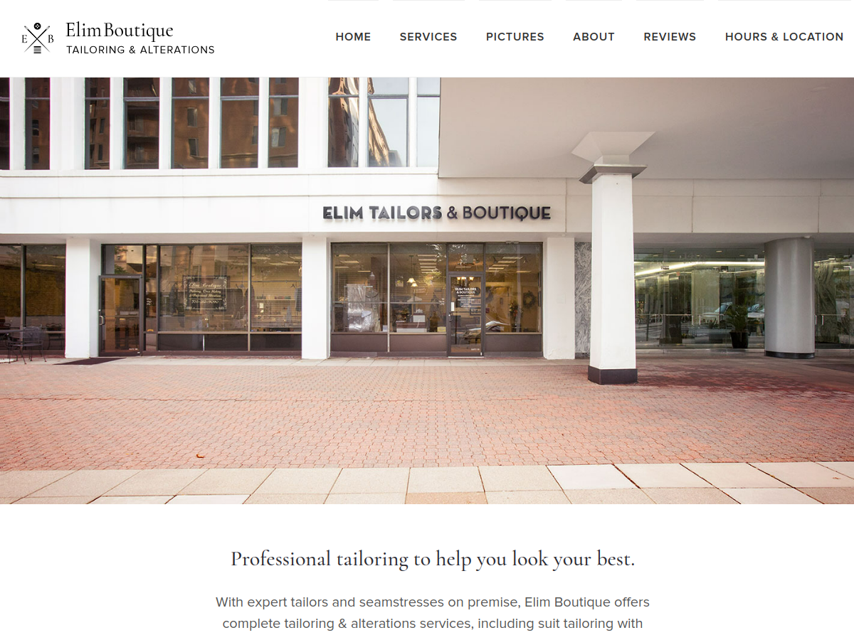 Elim Boutique and Rosslyn Tailoring website screenshot