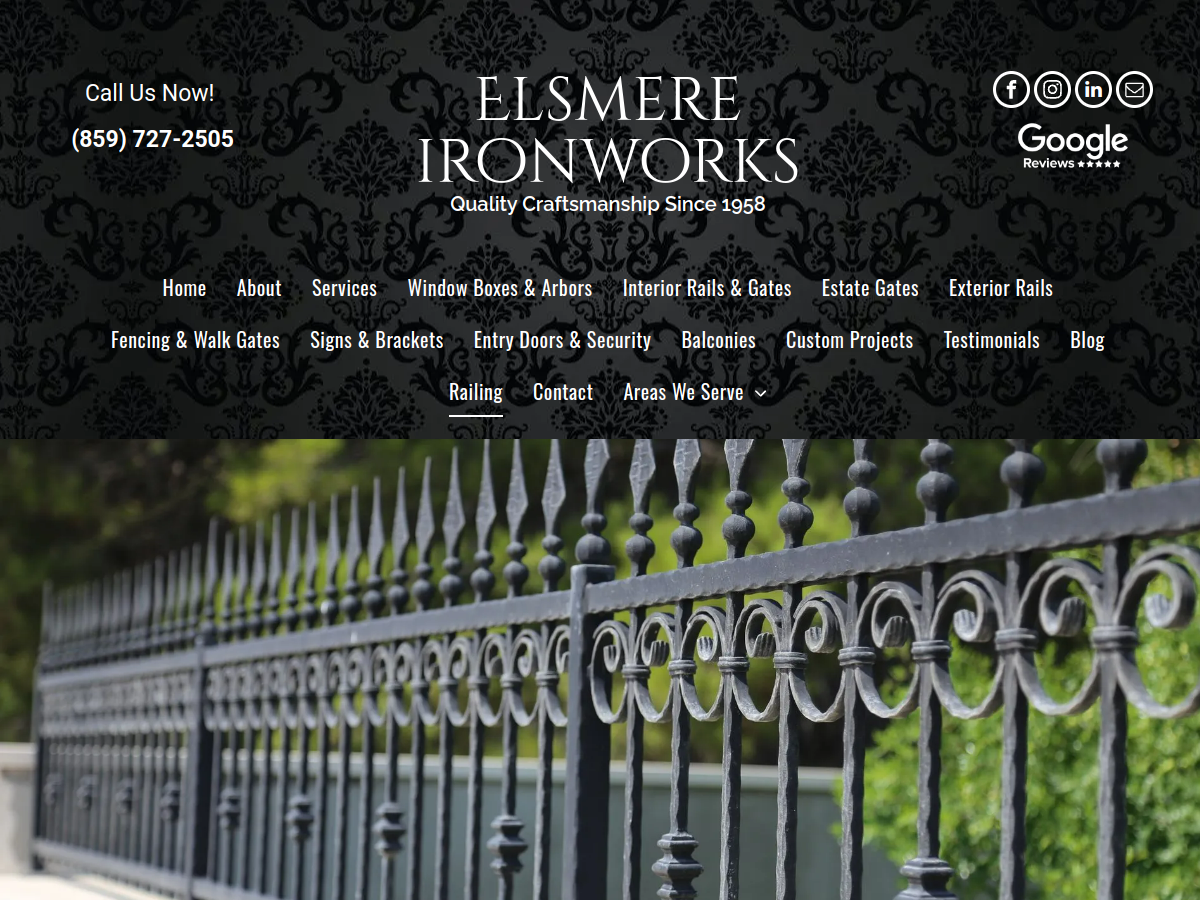 Elsmere Ironworks website screenshot
