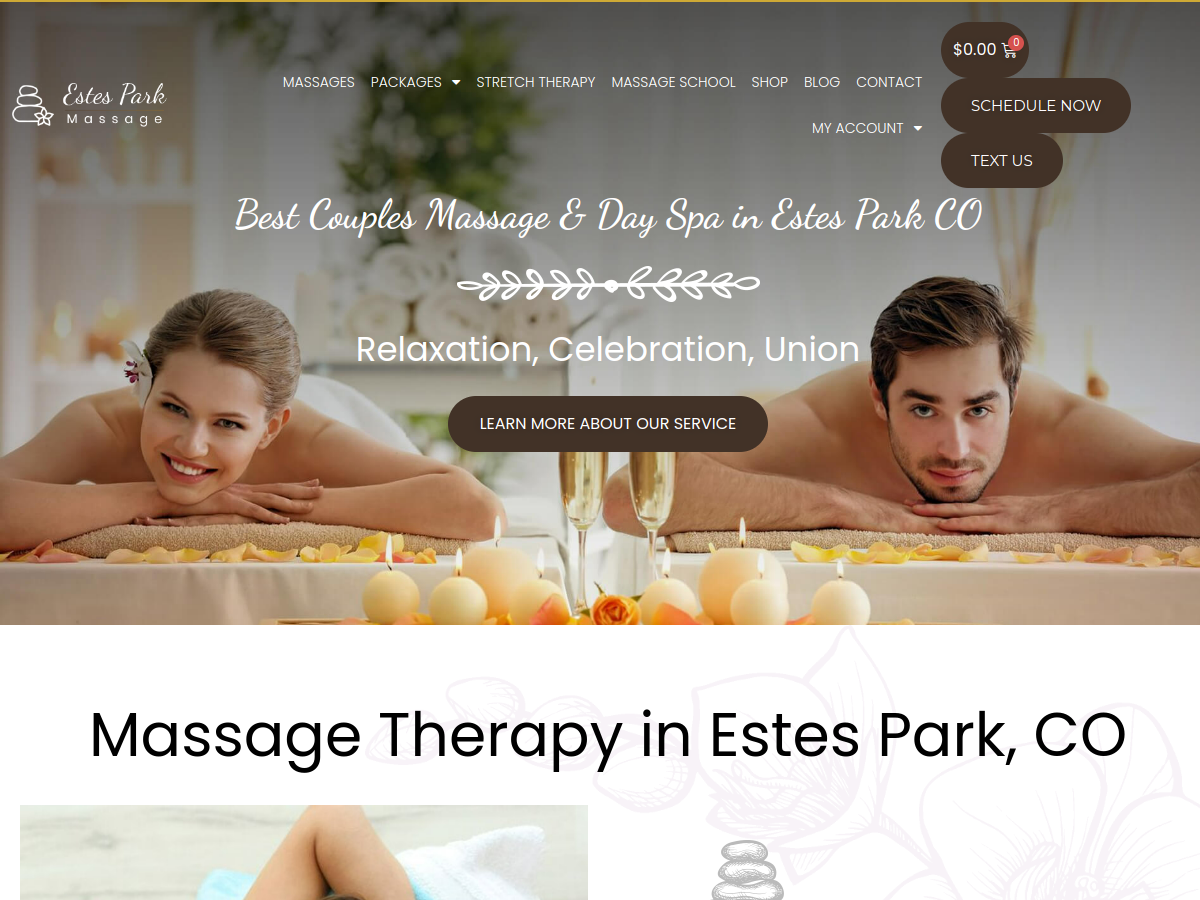 Estes Park Massage website screenshot