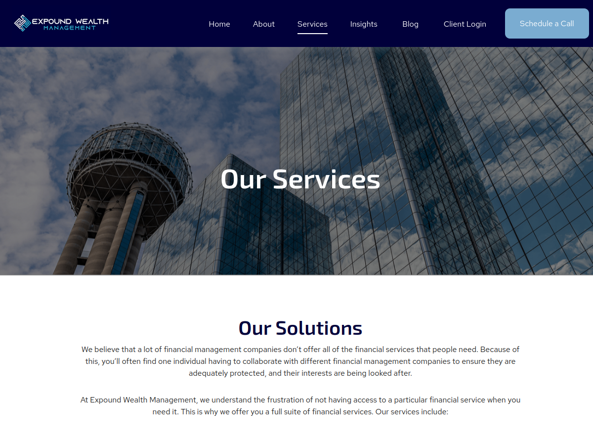 Expound Wealth Management website screenshot