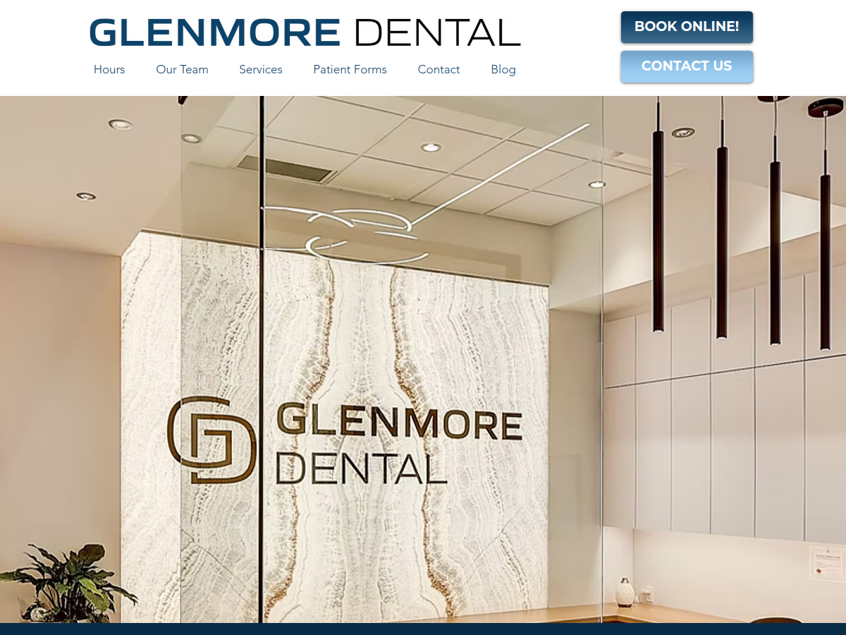 Glenmore Dental website screenshot