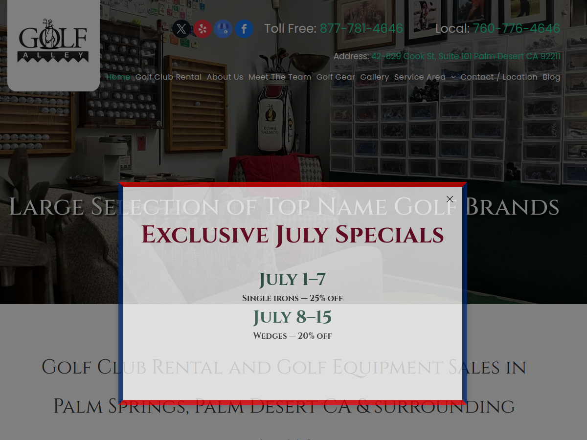 Golf Alley website screenshot