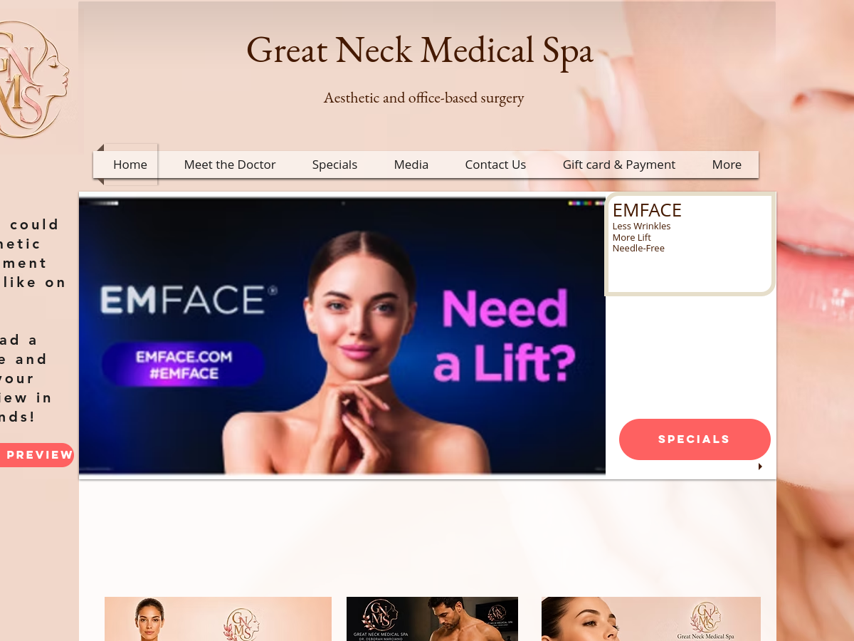 Great Neck Medical Spa website screenshot
