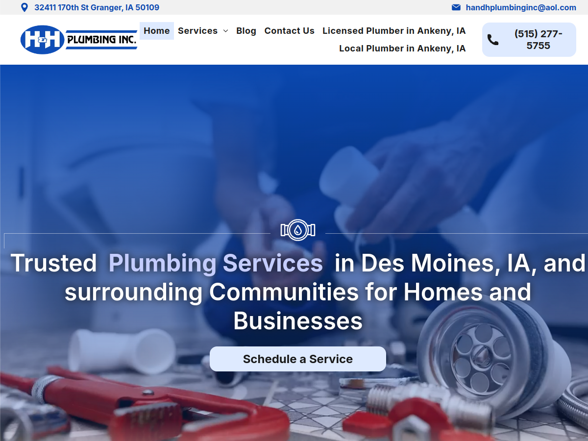 H & H Plumbing Inc website screenshot