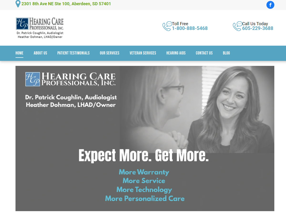 Hearing Care Professionals Inc. website screenshot