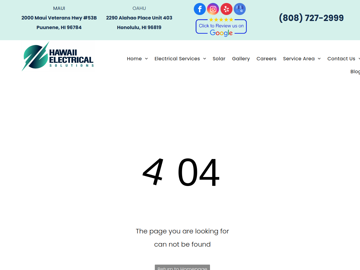 Hawaii Electrical Solutions LLC website screenshot
