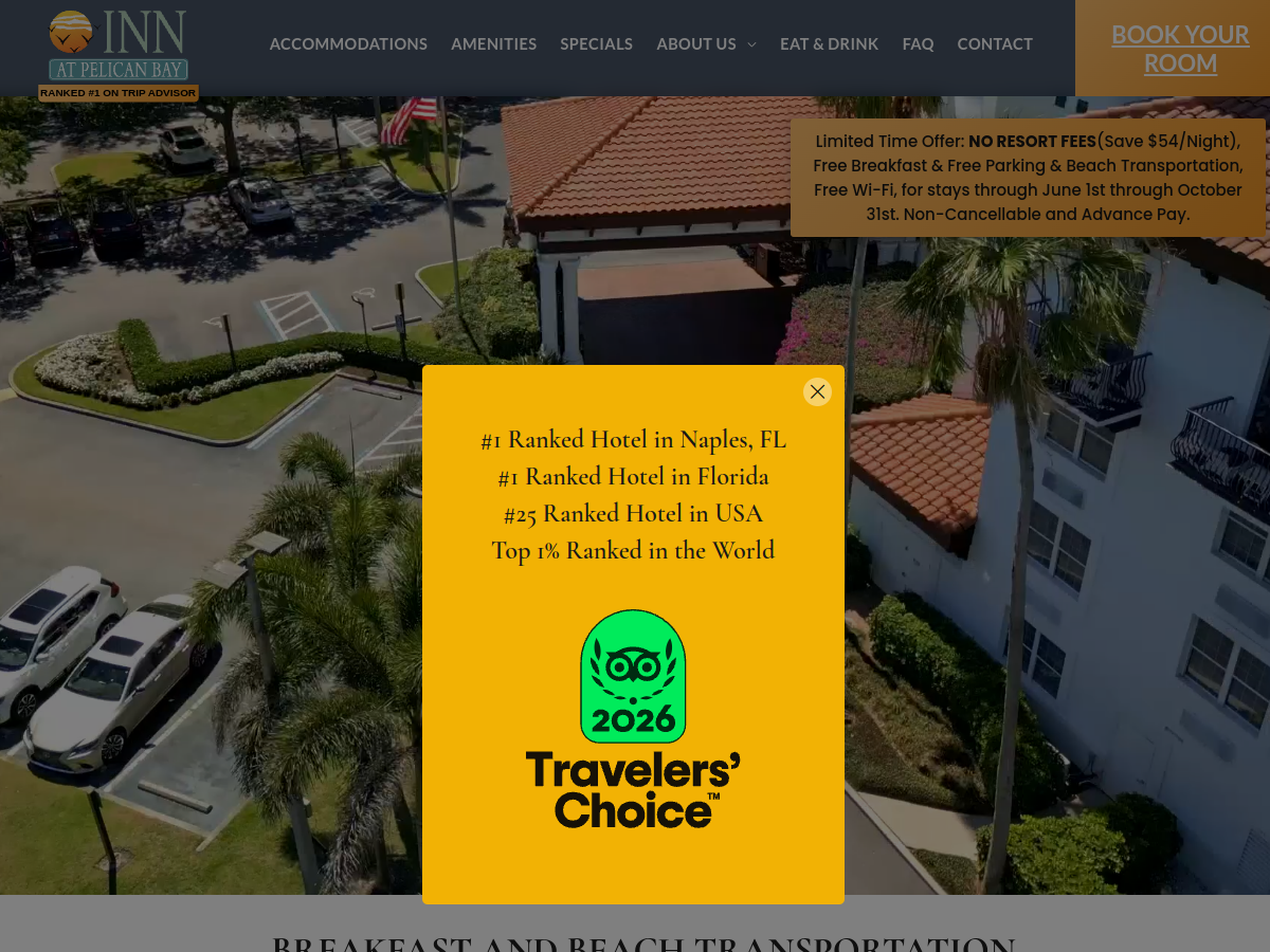 Inn at Pelican Bay website screenshot