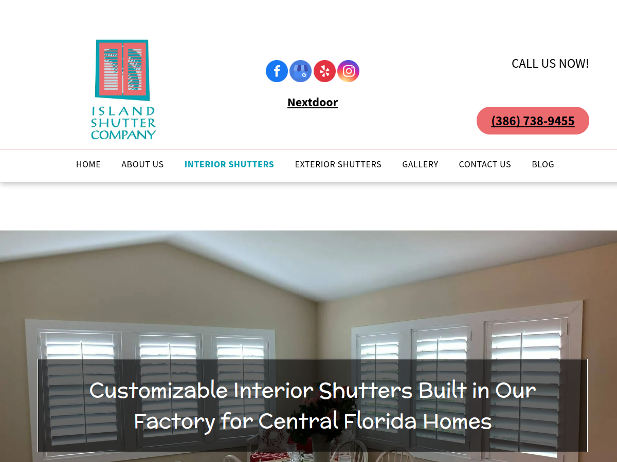 Island Shutter Company website screenshot