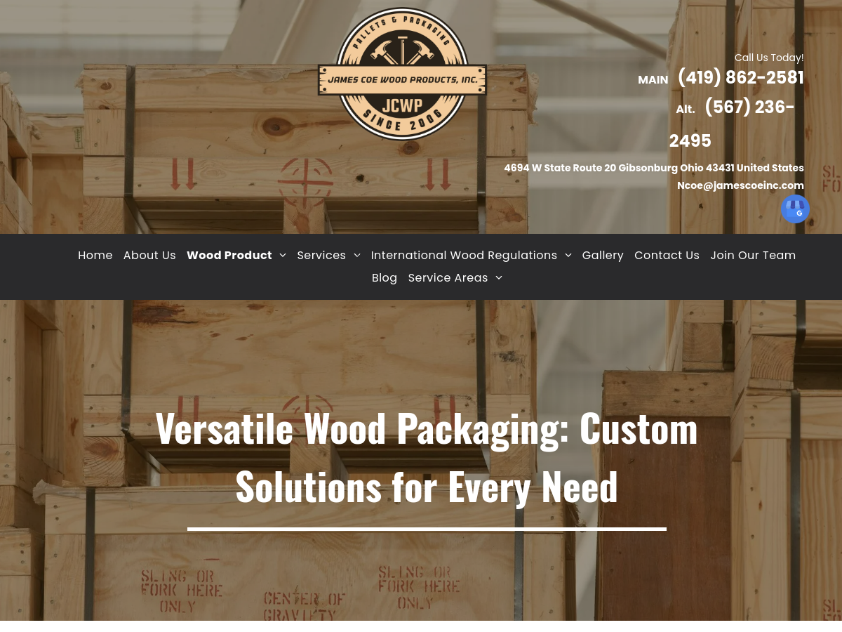 James Coe Wood Products Inc. website screenshot