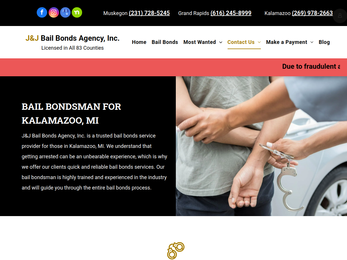 J&J Bail Bonds website screenshot