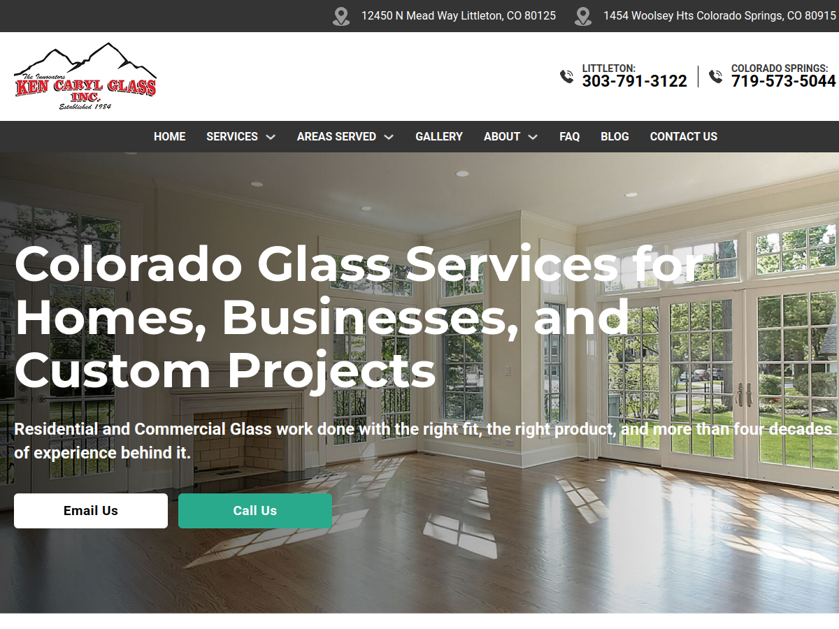 Ken Caryl Glass, Inc. website screenshot