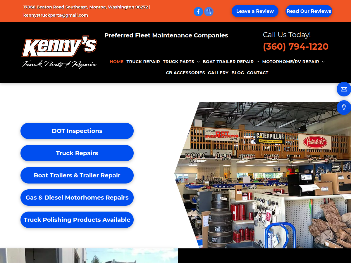Kenny's Truck Parts & Repair website screenshot