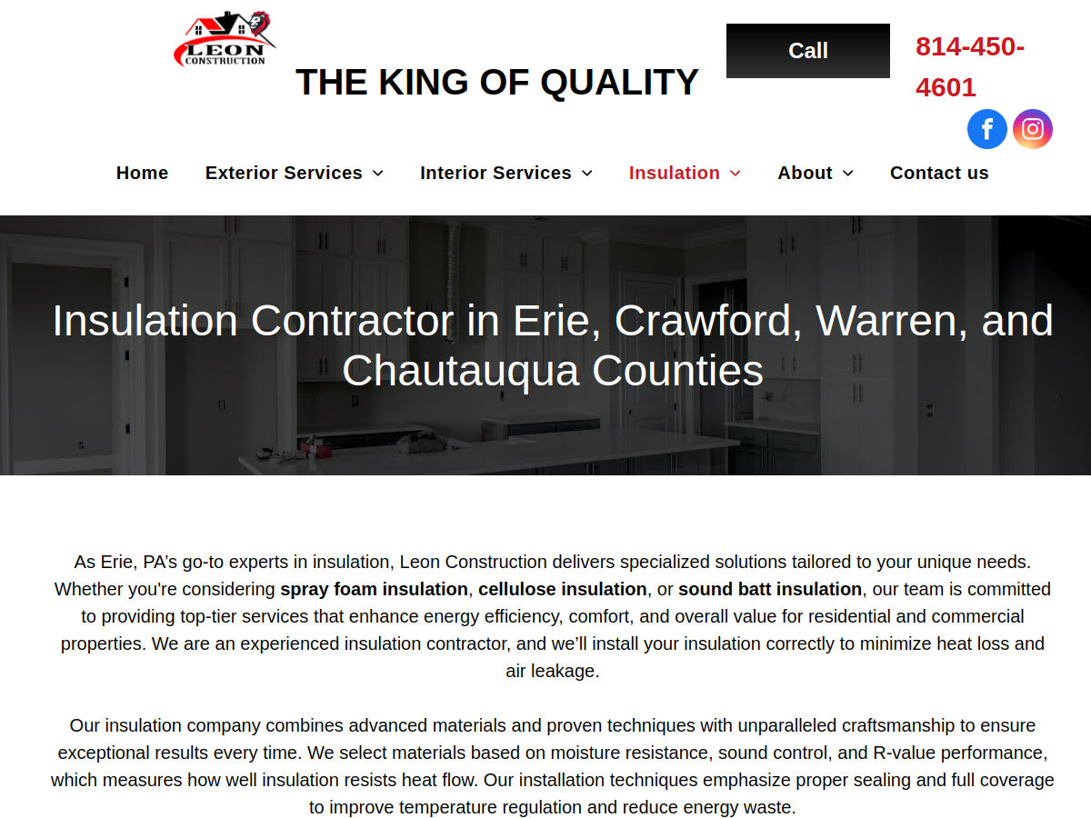 Leon Construction website screenshot