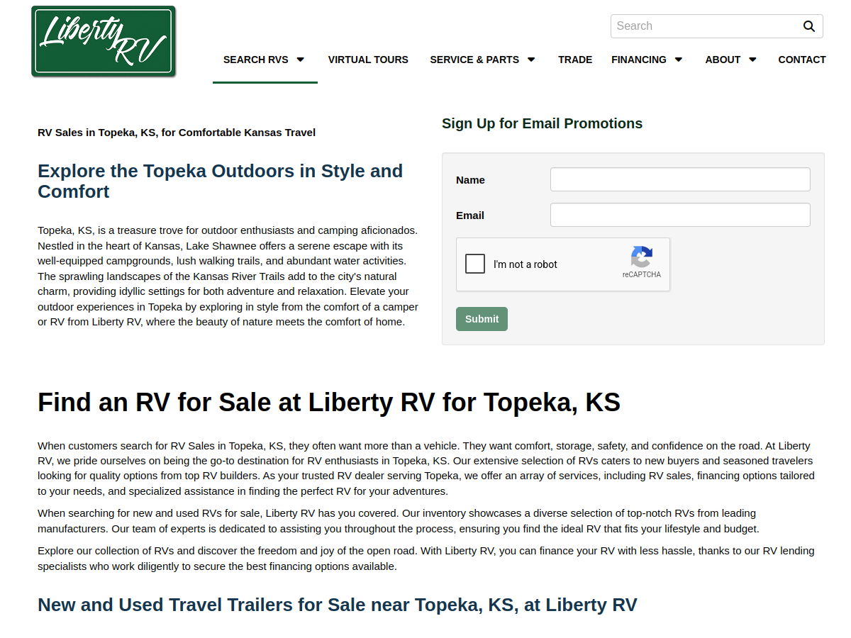 Liberty RV website screenshot