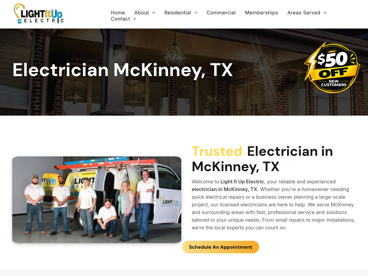 Light It Up Electric website screenshot