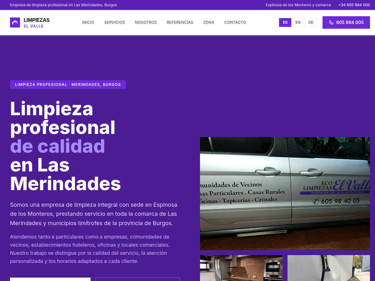 Website Limpiezas El Valle