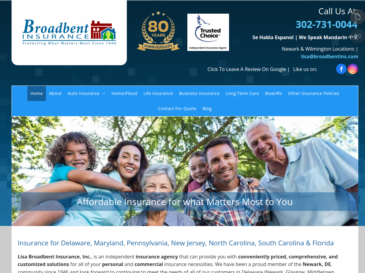 Broadbent Insurance website screenshot